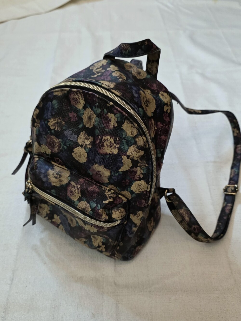Floral Faux Leather Mini Backpack Purse Y2K Festival Whimsigoth Cottagecore